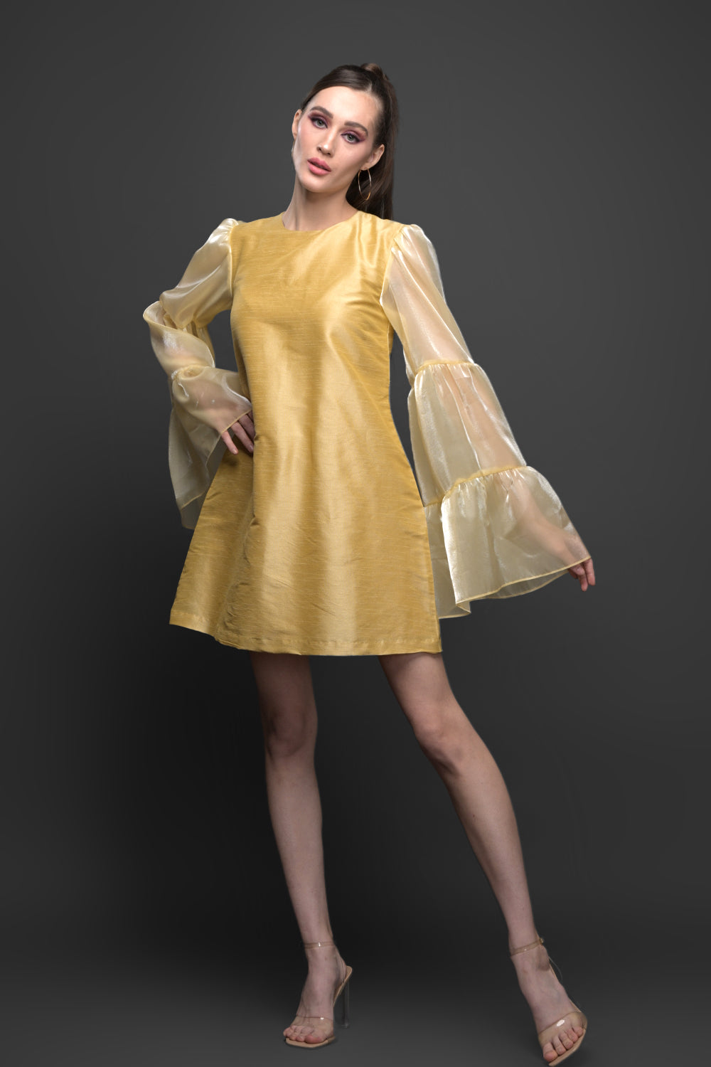 Golden Touch Bell Sleeve Dress