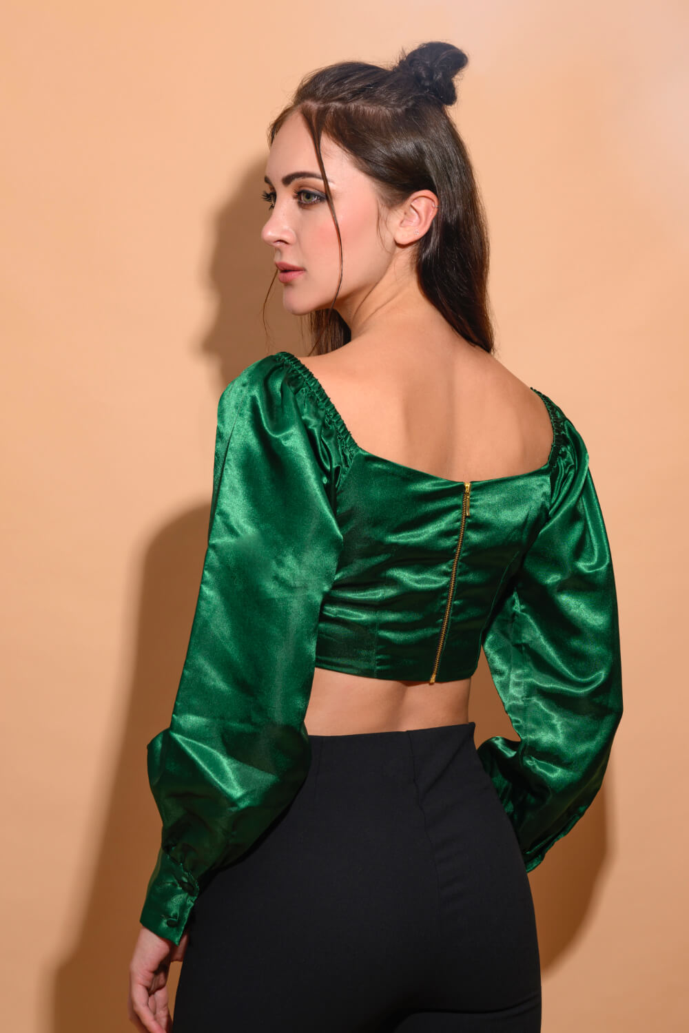 Emerald Satin Top