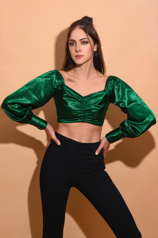 Emerald Satin Top