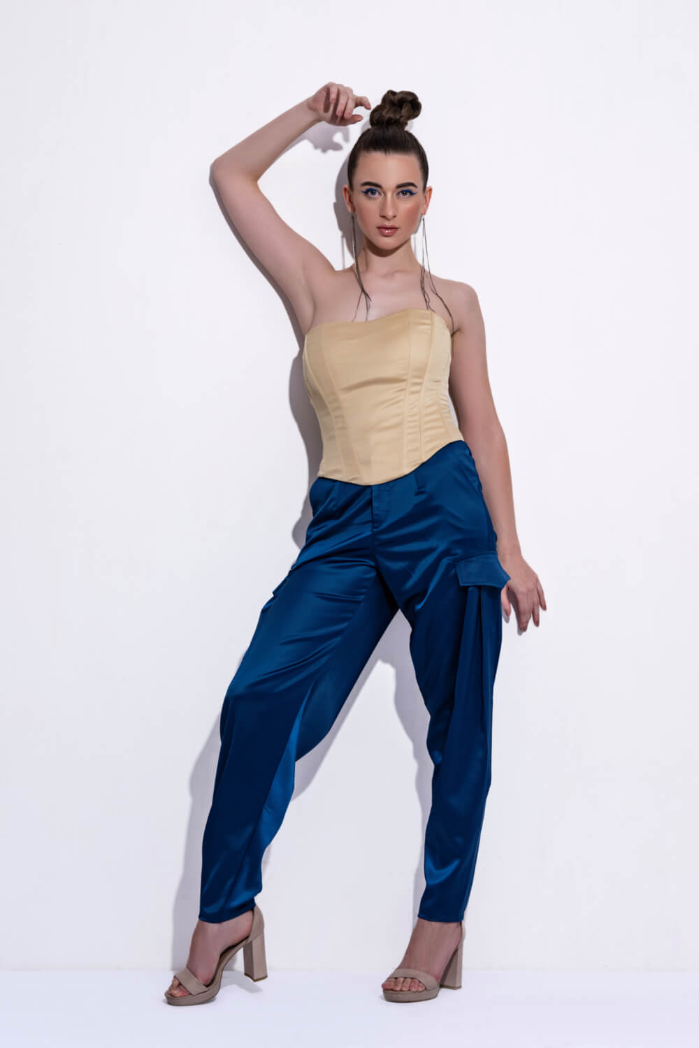 Blue Satin Trouser