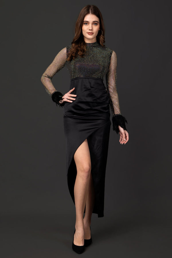 Black Mermaid Satin Dress