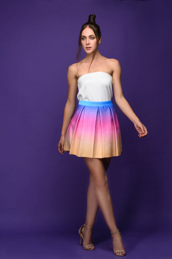 Meeami Fashion Rainbow Pleated Skirt Coord Set Meeami Fashion combo coord coord set cord set mini skirt rainbow skirt