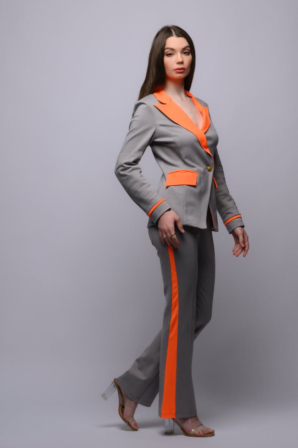 Meeami Fashion Nikkimorange - Orange Neon Blazer Set Meeami Fashion blazer BLAZER SET luxury NEON orange party PARTY WEAR set trouser